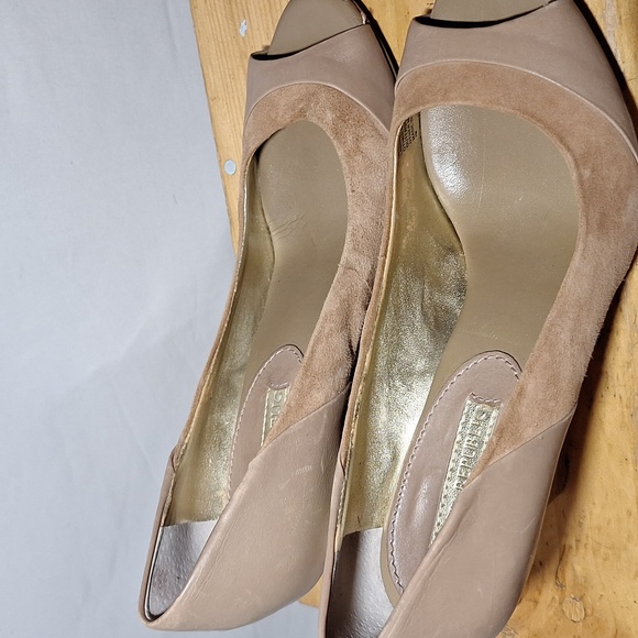 Banana Republic 7 Women's Heel Suede Leather Brown Gold - Picture 5 of 5